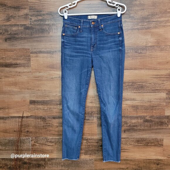 Madewell Jeans 28 Skinny 9" High Rise Paloma Wash J6515 Tummy Control Raw Hem - Picture 1 of 13